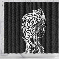 New Zealand Eel Shower Curtain Tuna Aotearoa Maori Patten - Black LT14 - Polynesian Pride