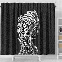 New Zealand Eel Shower Curtain Tuna Aotearoa Maori Patten - Black LT14 - Polynesian Pride