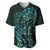 New Zealand Eel Baseball Jersey Tuna Aotearoa Maori With Paua Shell - Turquoise