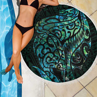 New Zealand Eel Beach Blanket Tuna Aotearoa Maori With Paua Shell - Turquoise
