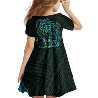 New Zealand Eel Family Matching Off Shoulder Maxi Dress and Hawaiian Shirt Tuna Aotearoa Maori With Paua Shell - Turquoise