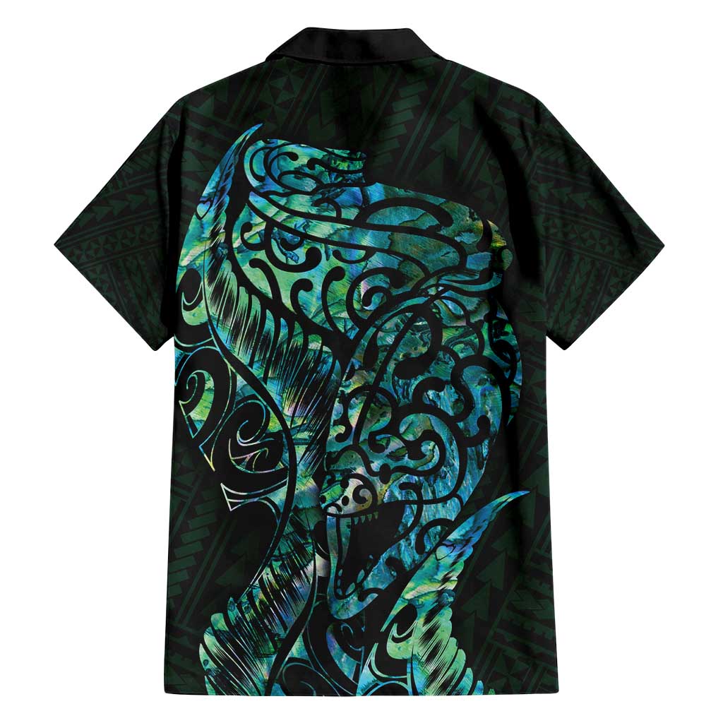 New Zealand Eel Family Matching Summer Maxi Dress and Hawaiian Shirt Tuna Aotearoa Maori With Paua Shell - Turquoise LT14 - Polynesian Pride
