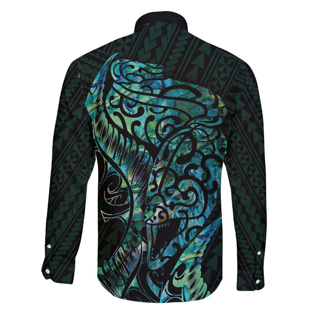 New Zealand Eel Family Matching Tank Maxi Dress and Hawaiian Shirt Tuna Aotearoa Maori With Paua Shell - Turquoise LT14 - Polynesian Pride