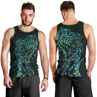 New Zealand Eel Men Tank Top Tuna Aotearoa Maori With Paua Shell - Turquoise