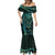 New Zealand Eel Mermaid Dress Tuna Aotearoa Maori With Paua Shell - Turquoise