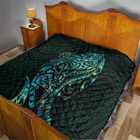 New Zealand Eel Quilt Tuna Aotearoa Maori With Paua Shell - Turquoise LT14 - Polynesian Pride