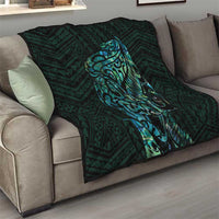 New Zealand Eel Quilt Tuna Aotearoa Maori With Paua Shell - Turquoise LT14 - Polynesian Pride