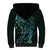 New Zealand Eel Sherpa Hoodie Tuna Aotearoa Maori With Paua Shell - Turquoise