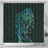New Zealand Eel Shower Curtain Tuna Aotearoa Maori With Paua Shell - Turquoise LT14 - Polynesian Pride