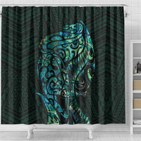 New Zealand Eel Shower Curtain Tuna Aotearoa Maori With Paua Shell - Turquoise LT14 - Polynesian Pride