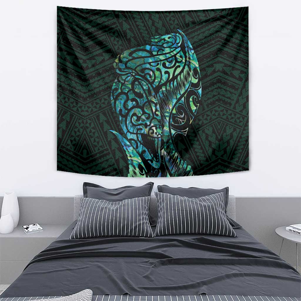 New Zealand Eel Tapestry Tuna Aotearoa Maori With Paua Shell - Turquoise