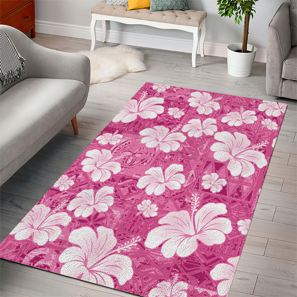 Pink Bula Fiji Masi Hibiscus Seamless Area Rug