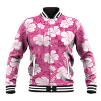 Pink Bula Fiji Masi Hibiscus Seamless Baseball Jacket