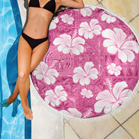 Pink Bula Fiji Masi Hibiscus Seamless Beach Blanket