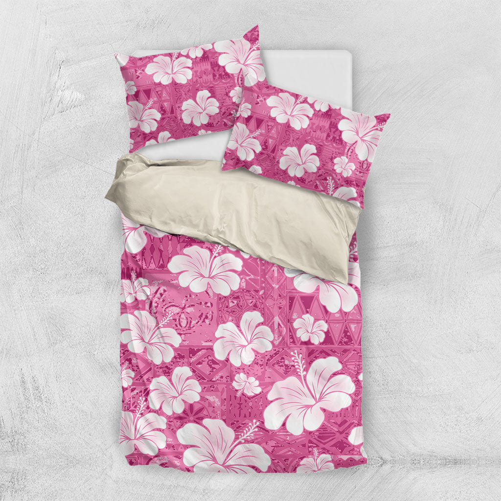 Pink Bula Fiji Masi Hibiscus Seamless Bedding Set