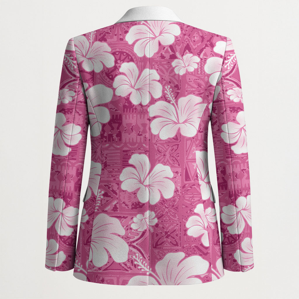 Pink Bula Fiji Masi Hibiscus Seamless Blazer