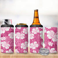 Pink Bula Fiji Masi Hibiscus Seamless 4 in 1 Can Cooler Tumbler