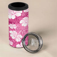 Pink Bula Fiji Masi Hibiscus Seamless 4 in 1 Can Cooler Tumbler