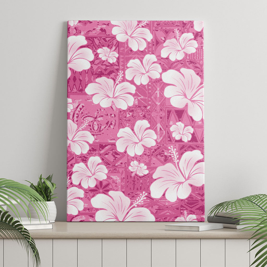 Pink Bula Fiji Masi Hibiscus Seamless Canvas Wall Art