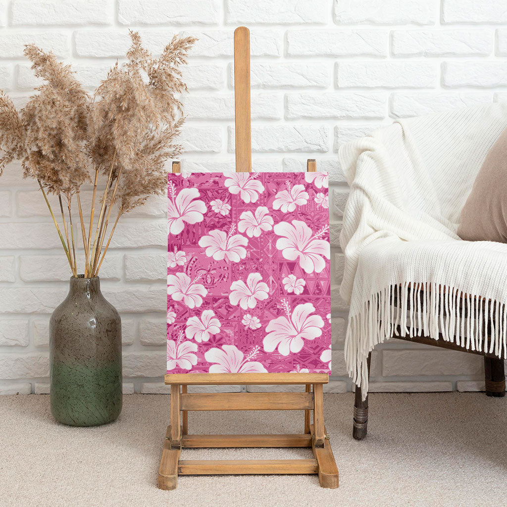 Pink Bula Fiji Masi Hibiscus Seamless Canvas Wall Art