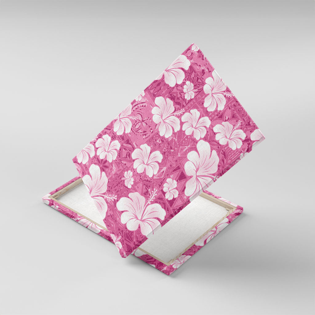 Pink Bula Fiji Masi Hibiscus Seamless Canvas Wall Art