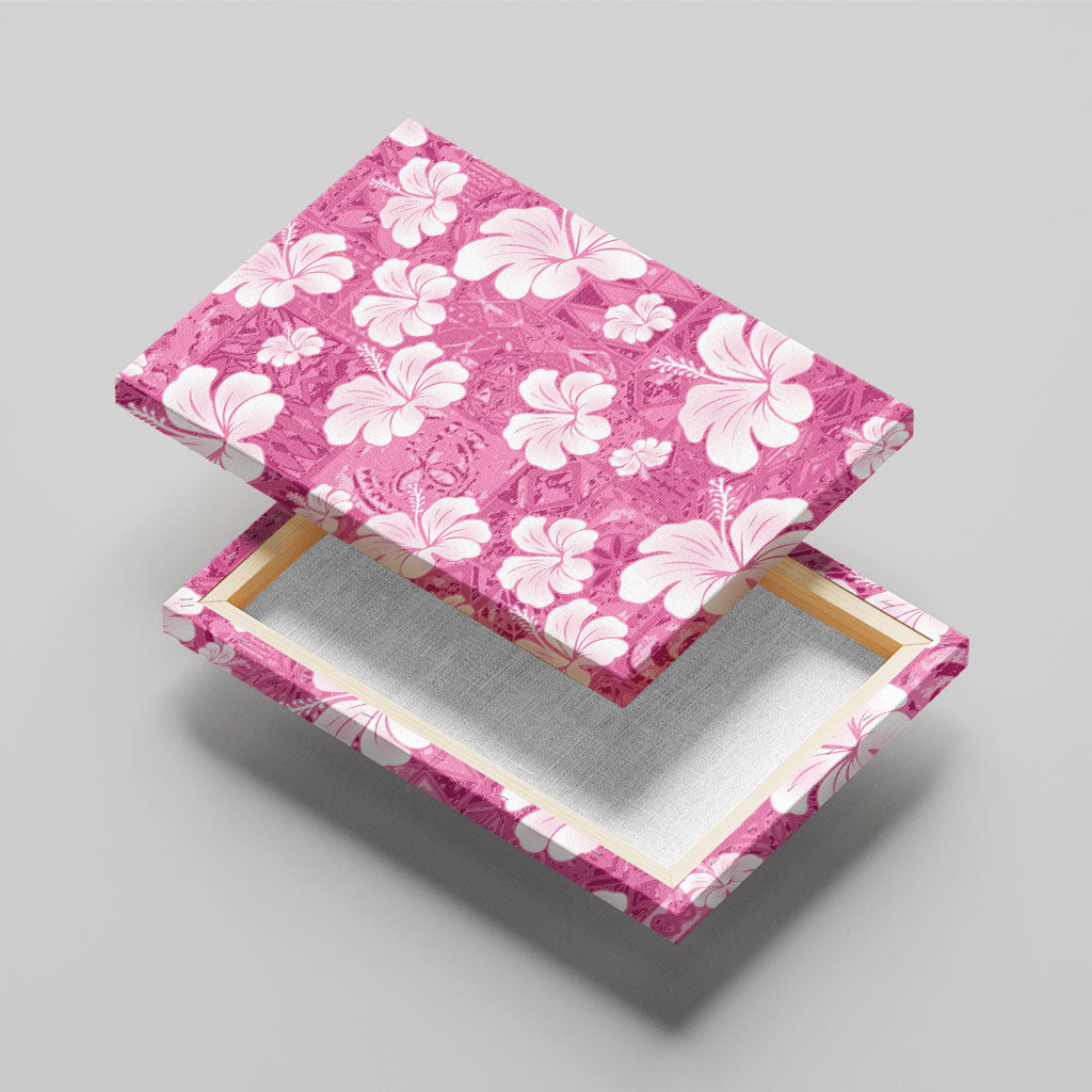 Pink Bula Fiji Masi Hibiscus Seamless Canvas Wall Art