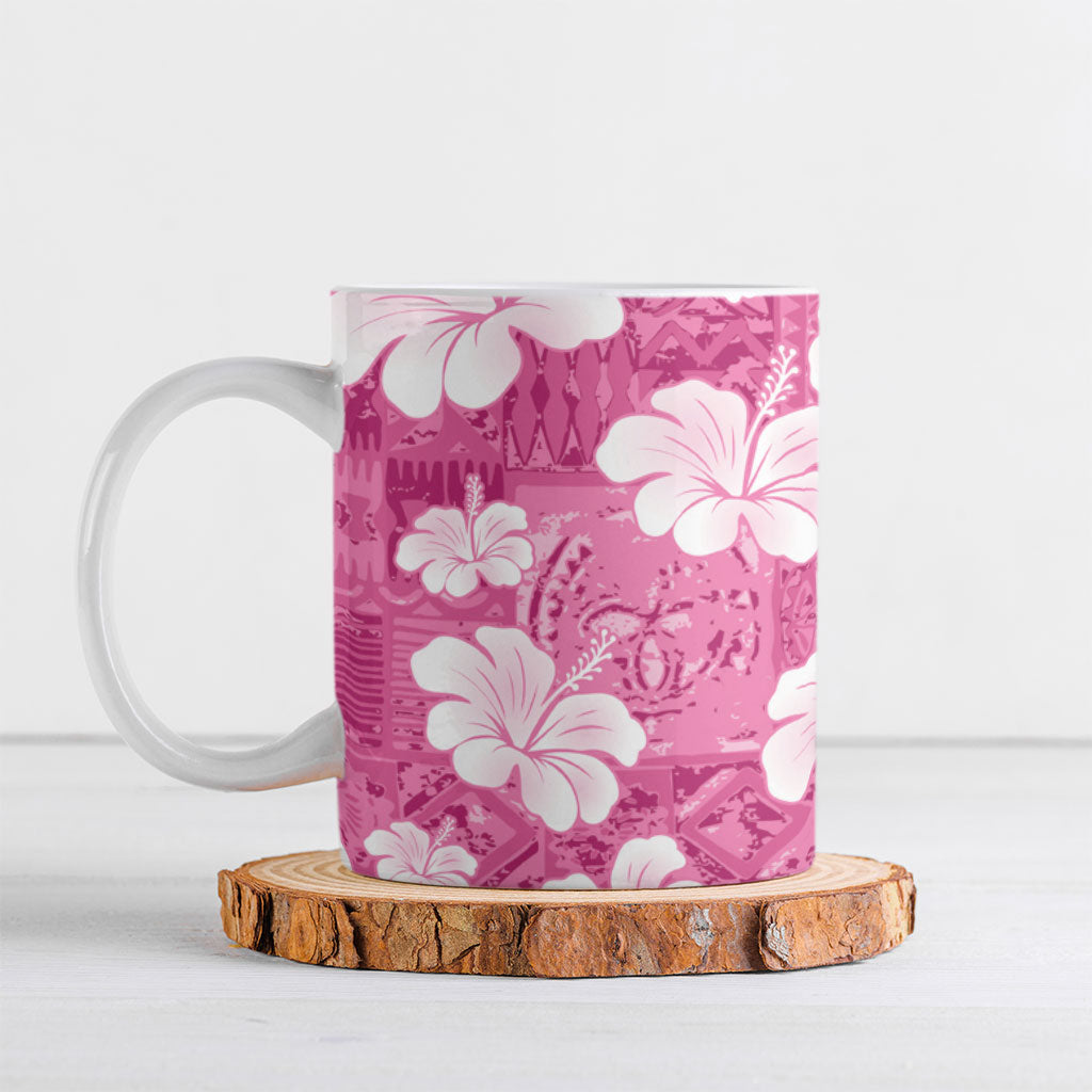 Pink Bula Fiji Masi Hibiscus Seamless Ceramic Mug