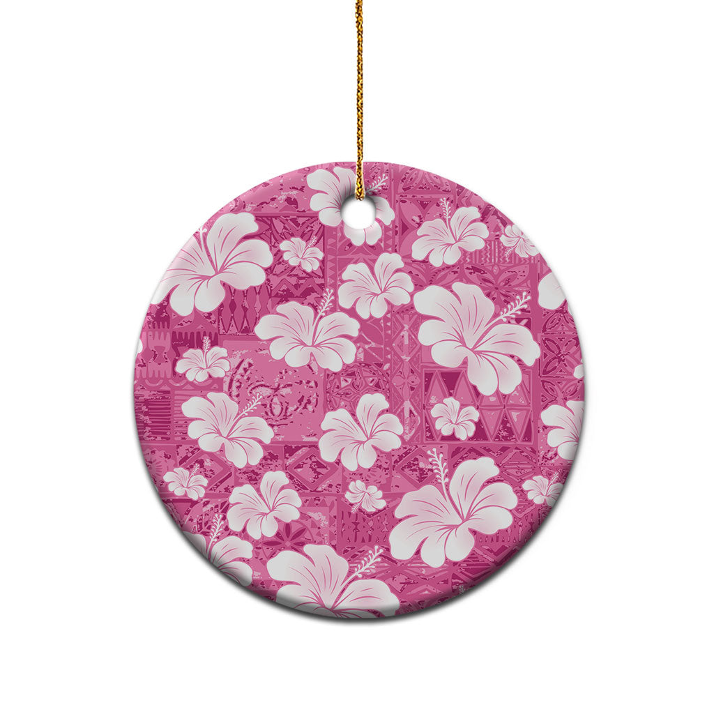 Pink Bula Fiji Masi Hibiscus Seamless Ceramic Ornament