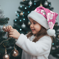 Pink Bula Fiji Masi Hibiscus Seamless Christmas Santa Hat