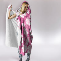 Pink Bula Fiji Masi Hibiscus Seamless Hooded Blanket