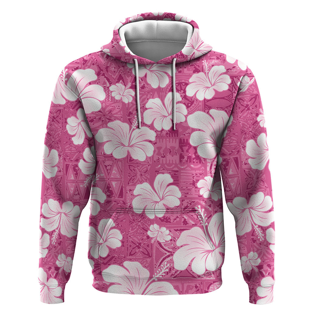 Pink Bula Fiji Masi Hibiscus Seamless Hoodie