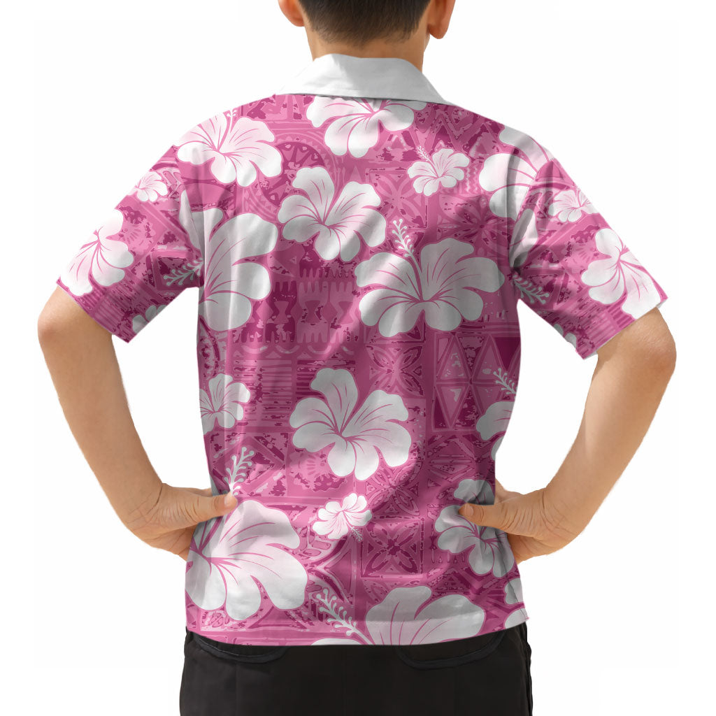 Pink Bula Fiji Masi Hibiscus Seamless Kid Hawaiian Shirt