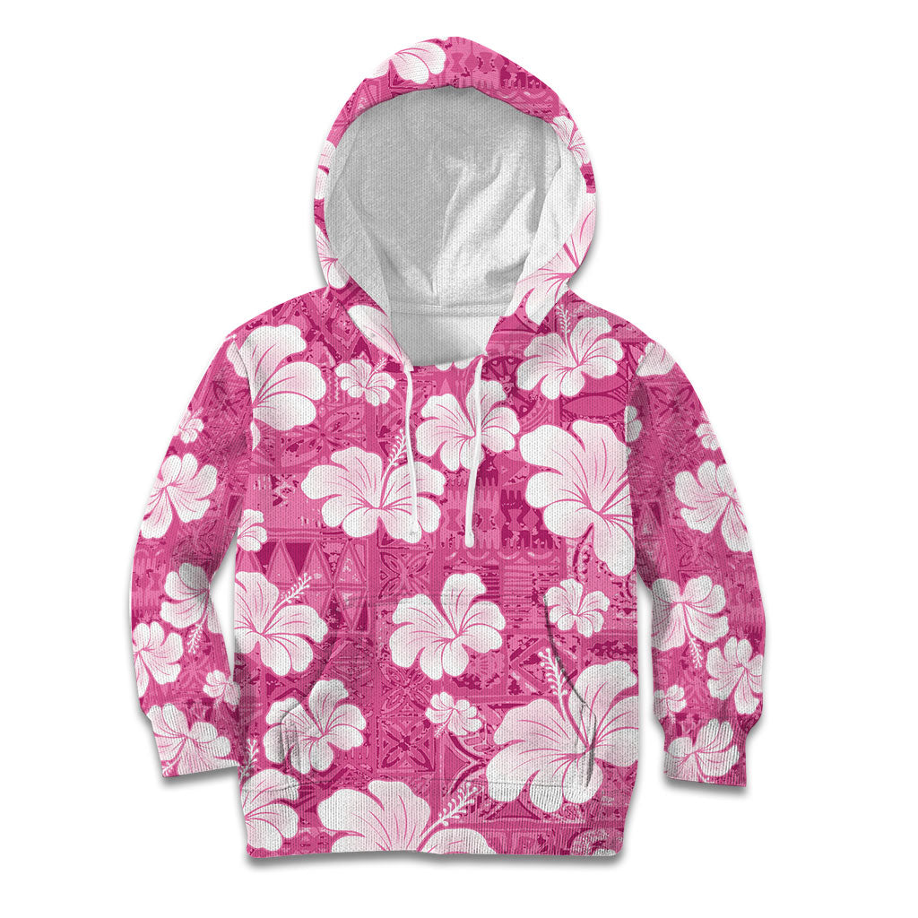 Pink Bula Fiji Masi Hibiscus Seamless Kid Hoodie