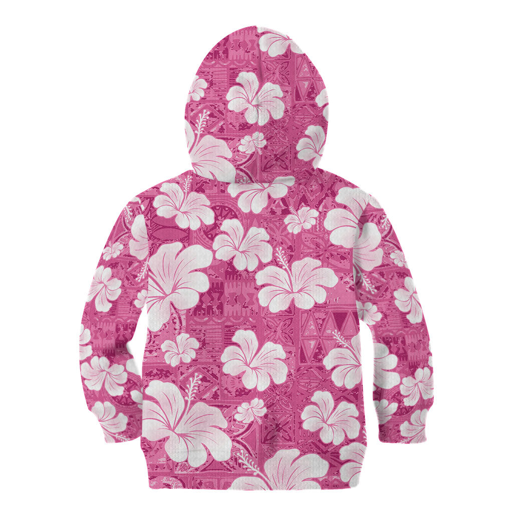Pink Bula Fiji Masi Hibiscus Seamless Kid Hoodie