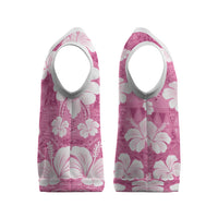 Pink Bula Fiji Masi Hibiscus Seamless Christmas Knitted V-Neck Vest