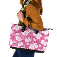 Pink Bula Fiji Masi Hibiscus Seamless Leather Tote Bag
