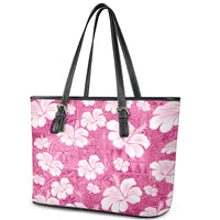 Pink Bula Fiji Masi Hibiscus Seamless Leather Tote Bag