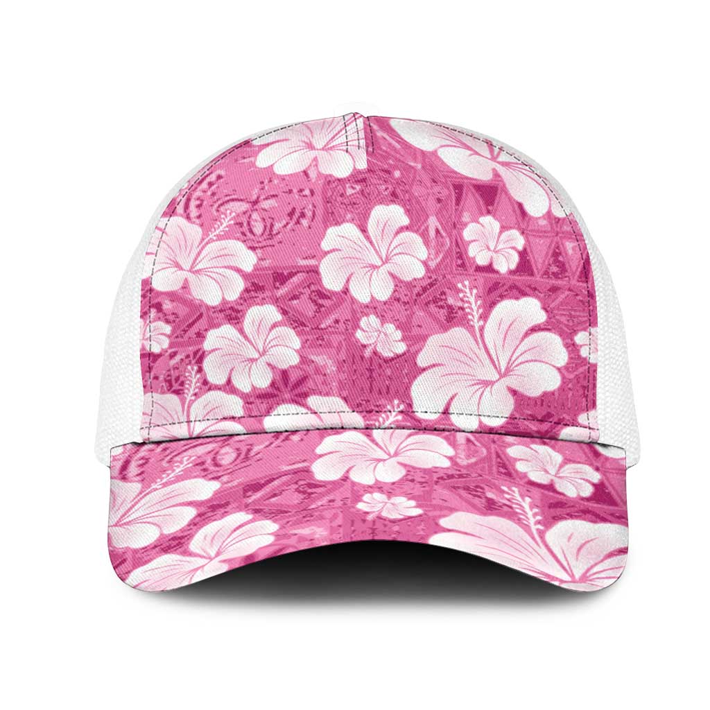 Pink Bula Fiji Masi Hibiscus Seamless Mesh Trucker Cap