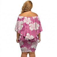 Pink Bula Fiji Masi Hibiscus Seamless Off Shoulder Short Dress