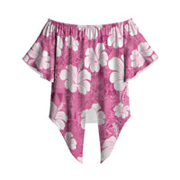 Pink Bula Fiji Masi Hibiscus Seamless Off Shoulder Wrap Waist Top