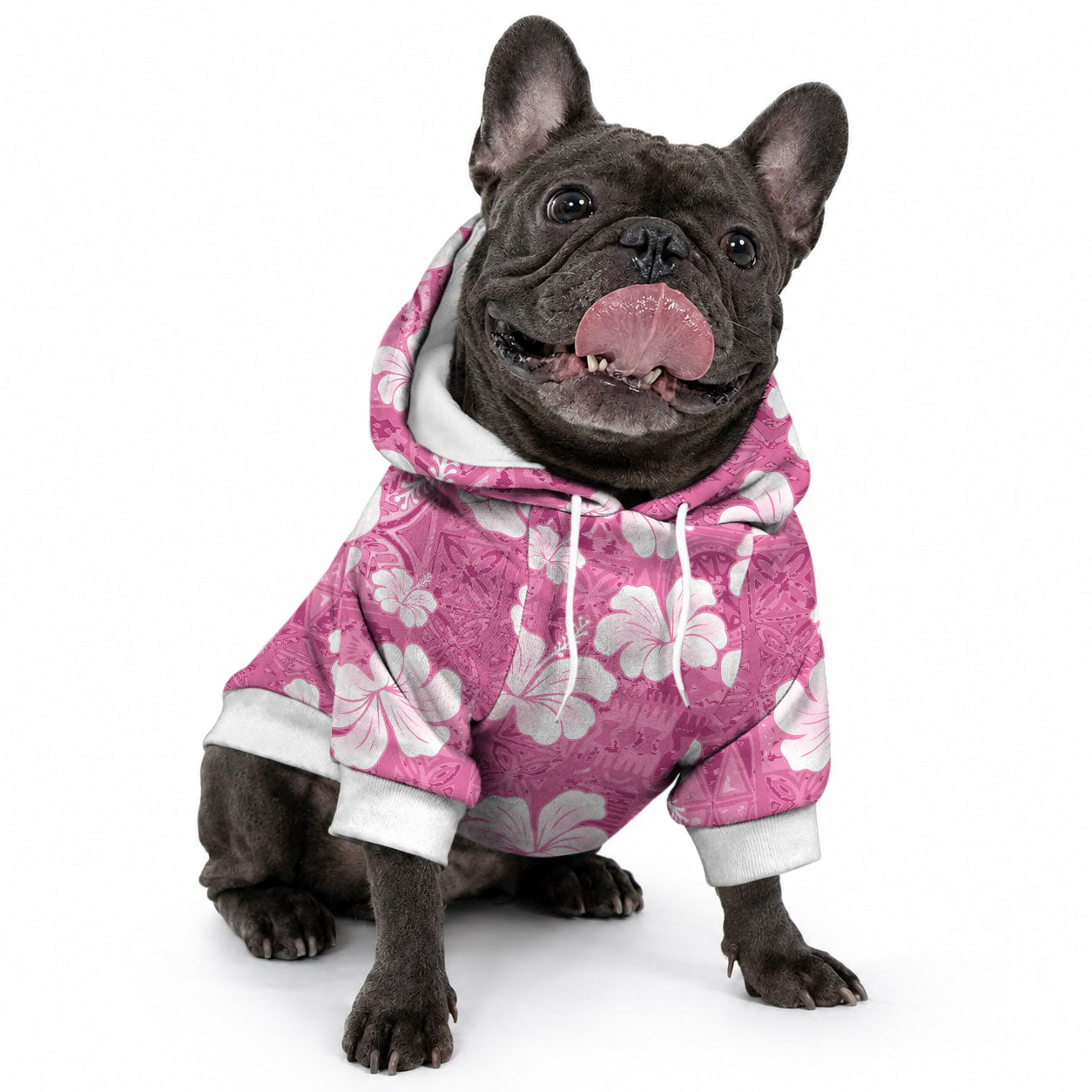 Pink Bula Fiji Masi Hibiscus Seamless Pet Hoodie