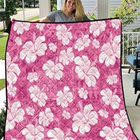 Pink Bula Fiji Masi Hibiscus Seamless Quilt
