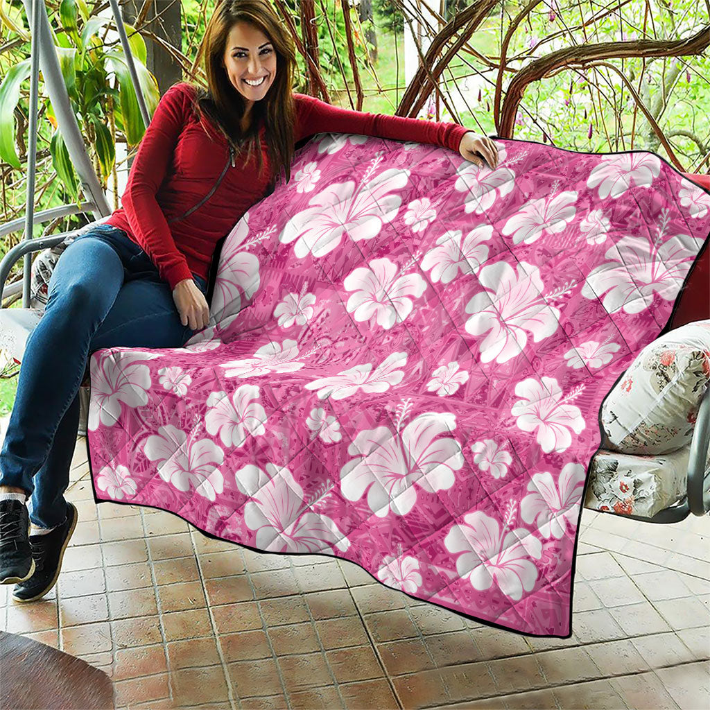 Pink Bula Fiji Masi Hibiscus Seamless Quilt