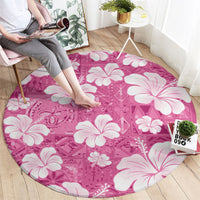 Pink Bula Fiji Masi Hibiscus Seamless Round Carpet