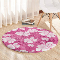 Pink Bula Fiji Masi Hibiscus Seamless Round Carpet