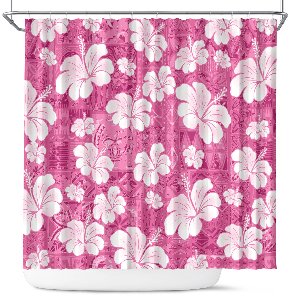 Pink Bula Fiji Masi Hibiscus Seamless Shower Curtain