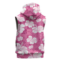 Pink Bula Fiji Masi Hibiscus Seamless Sleeveless Zip Hoodie