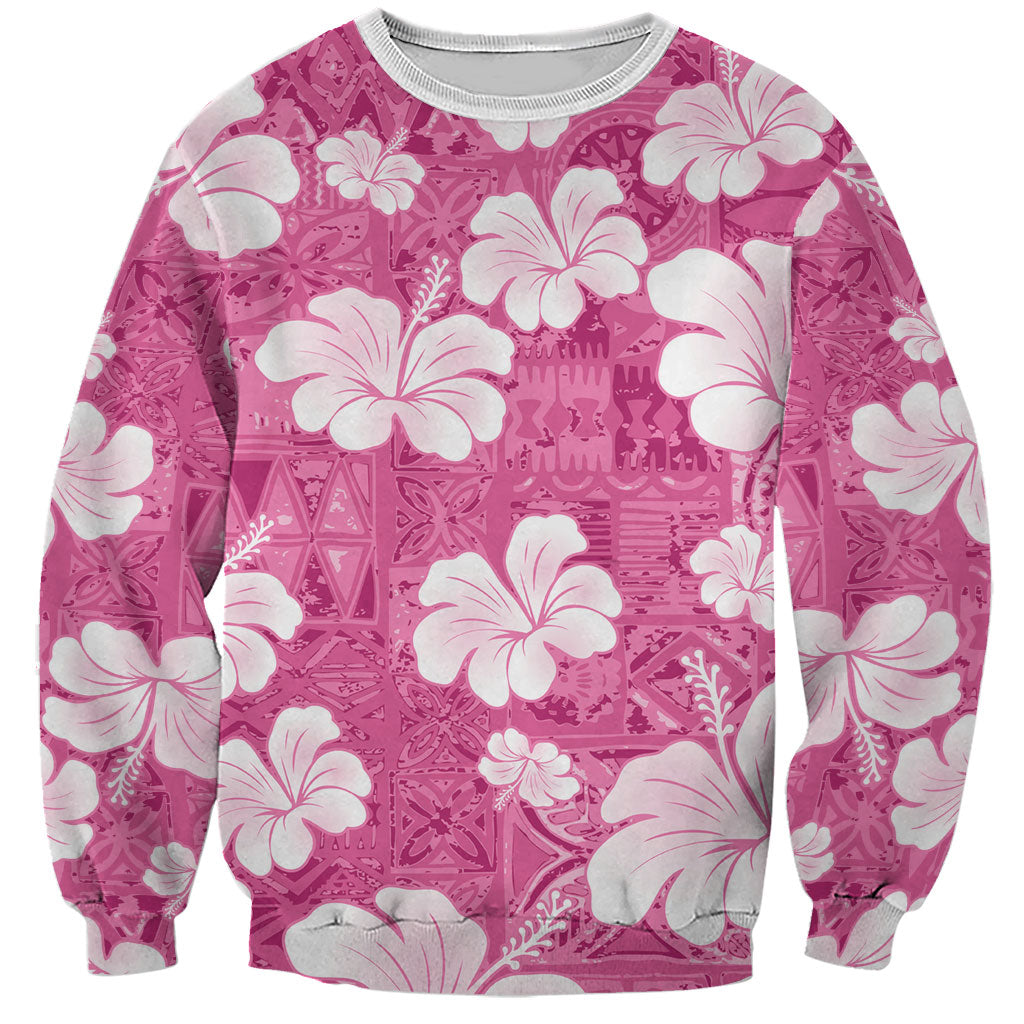 Pink Bula Fiji Masi Hibiscus Seamless Sweatshirt