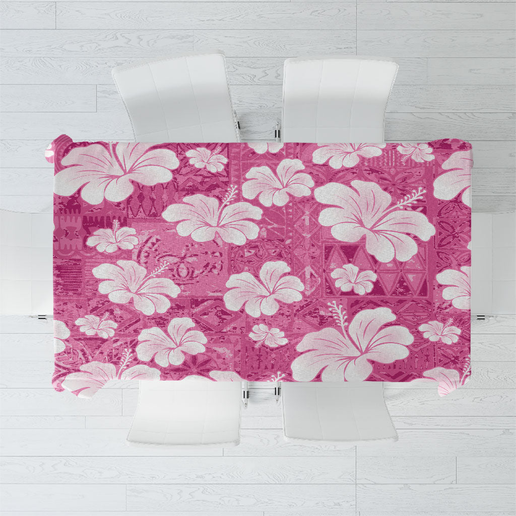 Pink Bula Fiji Masi Hibiscus Seamless Tablecloth