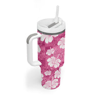 Pink Bula Fiji Masi Hibiscus Seamless Tumbler With Handle